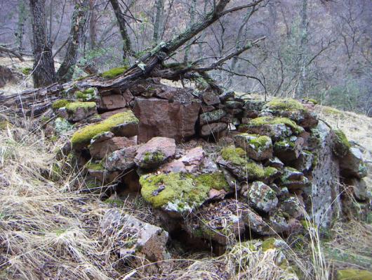 На одной из стоянок мы нашли вот такие остатки каменного жилища